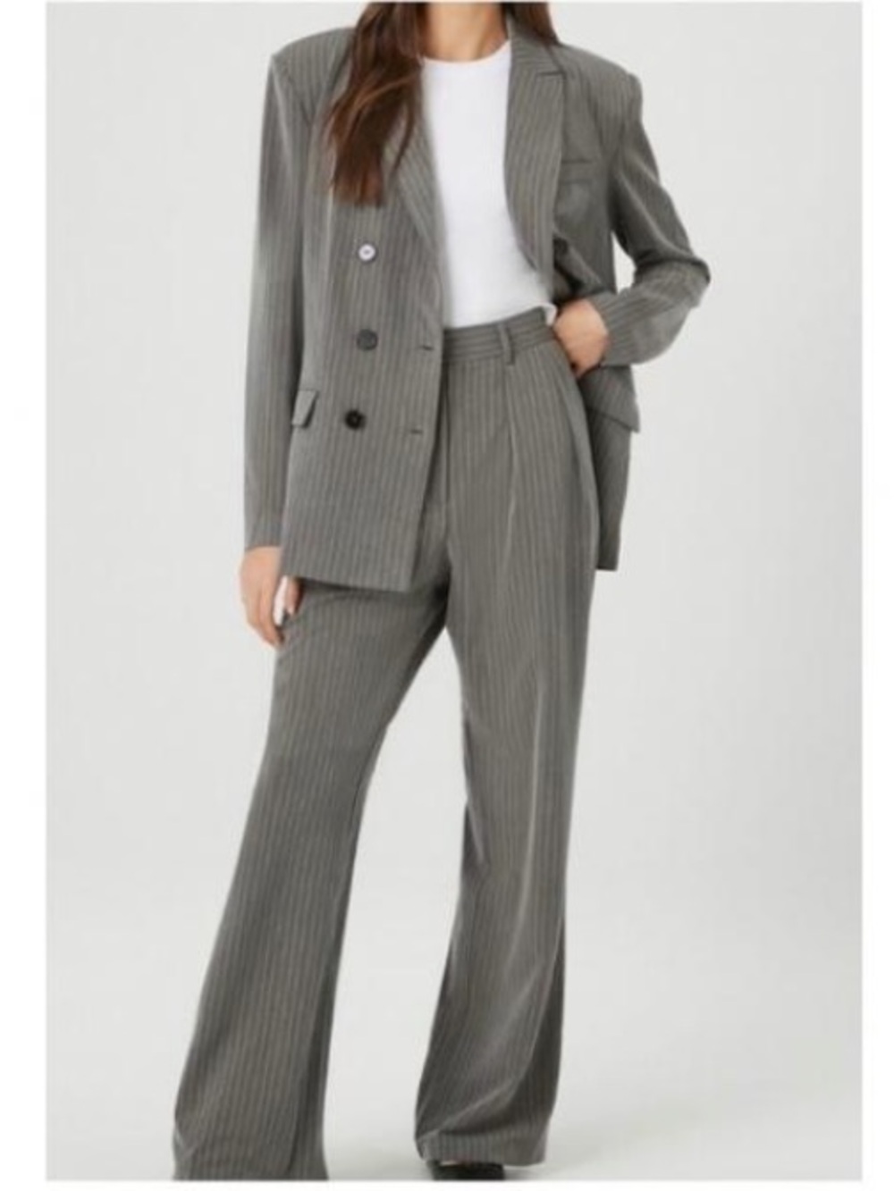Forever 21 Pinstriped Blazer & Pants Set Size Small